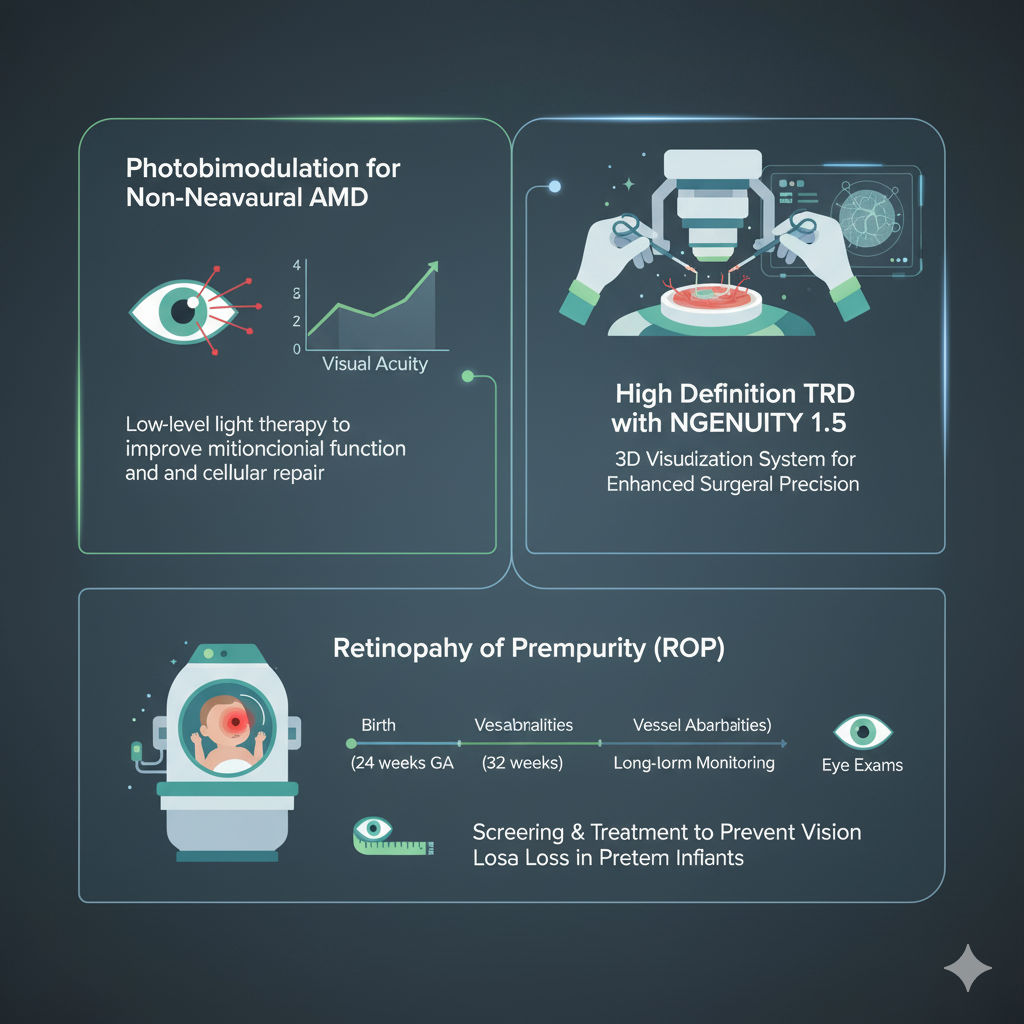 RWC Update: Photobiomodulation for Non-Neovascular AMD; High Definition TRD with NGENUITY 1.5; Retinopathy of Prematurity