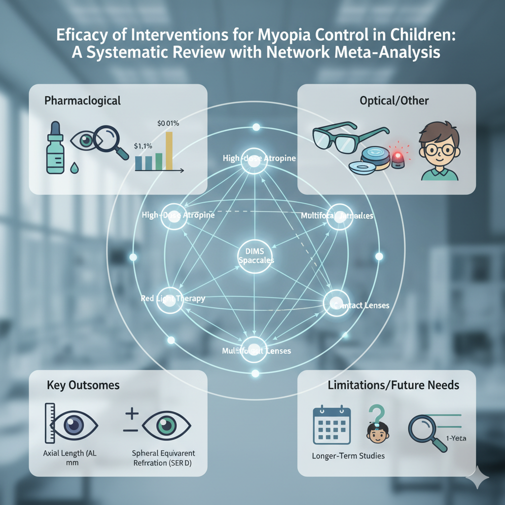 Efficacy of interventions for myopia control in children: A systematic review with network meta-analyses